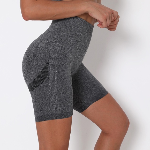 Bubble Butt Gray Seamless High Waist Shorts - Picture 3 of 16